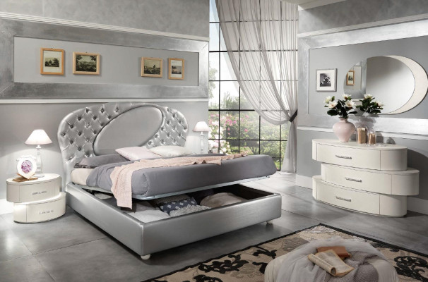 Luxury set 7 pieces. Bedroom Bed Bedside table Chest of drawers Mirror Wardrobe new