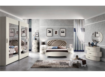Suite set 7 pieces. Bedroom Bed Bedside table Chest of drawers Mirror Wardrobe