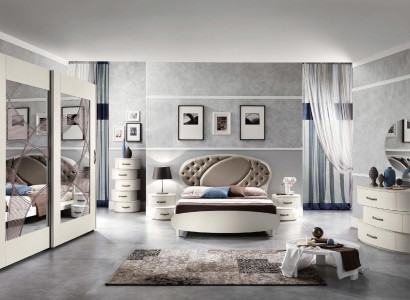 Suite set 7 pieces. Bedroom Bed Bedside table Chest of drawers Mirror Wardrobe