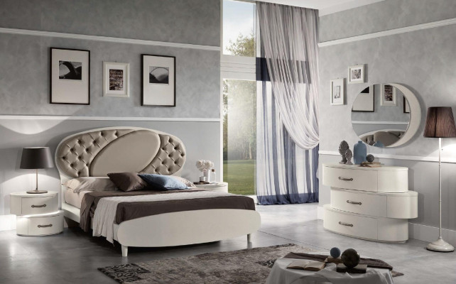 Suite set 7 pieces. Bedroom Bed Bedside table Chest of drawers Mirror Wardrobe