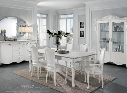 Dining room Set Dining table 6x Chairs Chest of drawers Display case Group Suite Italy 9pcs.