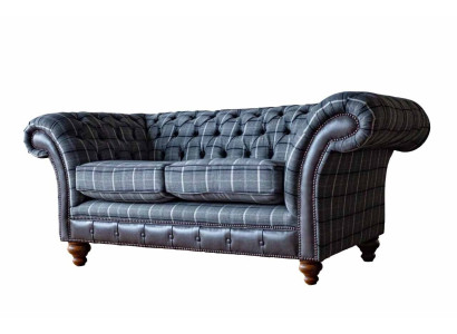Design Chesterfield Textile Luxury 2-Seater Fabric Couch Upholstery Sofa new