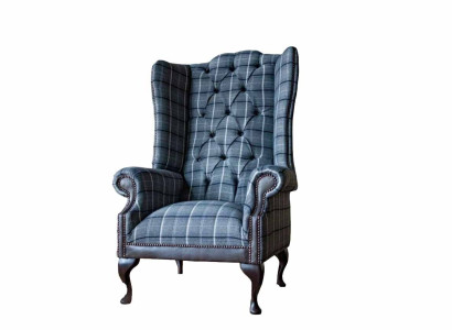 Wing Chair Chesterfield Armchair Couch 1 Seater Sofa Textile Couches Fabric