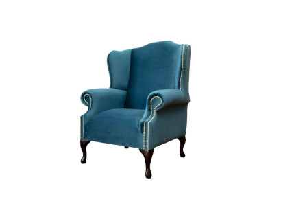Wing Chair Single Seater Chesterfield Couch Blue Sofa Upholstery Furniture new