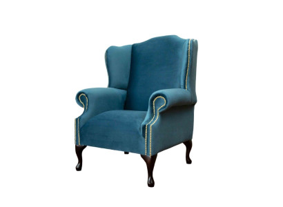 Wing Chair Single Seater Chesterfield Couch Blue Sofa Upholstery Furniture new
