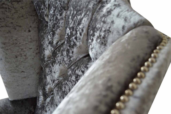 Wing Chair Chesterfield Armchair Couch 1 Seater Gray Fabric Textile new