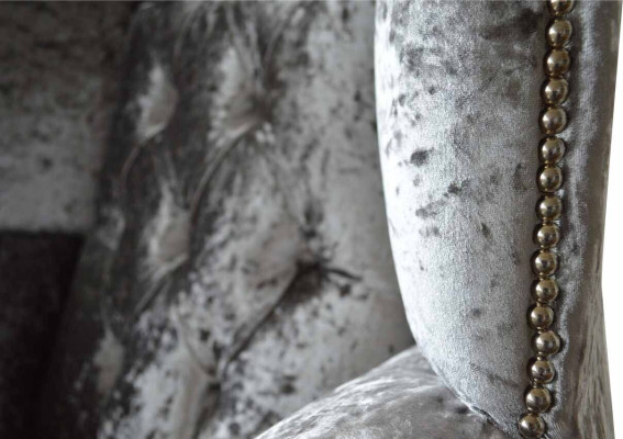 Wing Chair Chesterfield Armchair Couch 1 Seater Gray Fabric Textile new