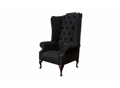 Wing Chair Armchair Seater Black Design Upholstery Chesterfield Textile new