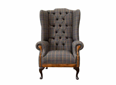 Chesterfield Armchair Couch Upholstery 1 Seater Textile Wing Chair Upholstery