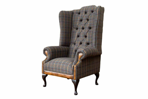 Chesterfield Armchair Couch Upholstery 1 Seater Textile Wing Chair Upholstery