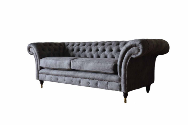 Design Upholstery Sofa 3 Seater Couch Luxury Classic Textile Chesterfield