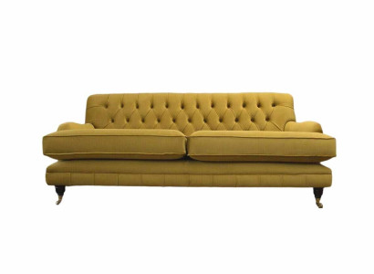 Sofa 3 Seater Yellow Upholstered Sofa Living room Elegant Design Classic