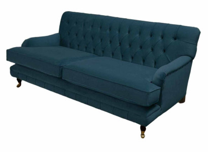 Chesterfield Design Luxury Upholstery Sofa 3 Seater Blue Couch Textile new