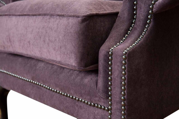 Armchair Chesterfield Textile Lounge Club Upholstery Purple Luxury Wing Chair