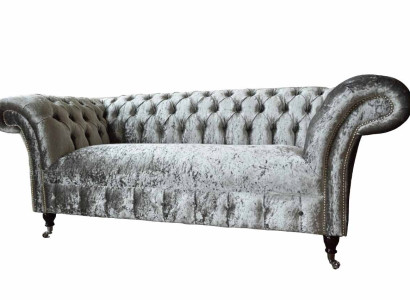 Chesterfield Design Sofa Couch 2 Seater Upholstery Gray Sofas Couches new