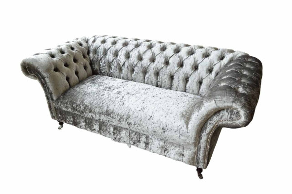 Chesterfield Design Sofa Couch 2 Seater Upholstery Gray Sofas Couches new