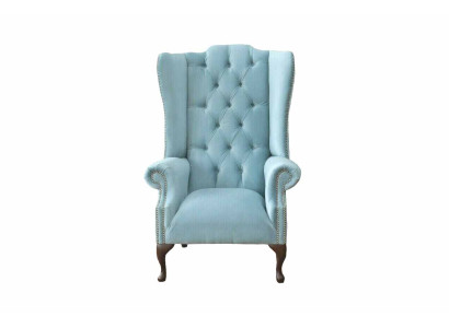 BabyBlue wing chair Armchair Design Upholstery Sofa Couch Chesterfield Textile new