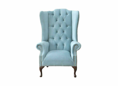 BabyBlue wing chair Armchair Design Upholstery Sofa Couch Chesterfield Textile new