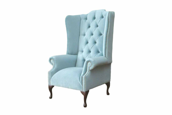 BabyBlue wing chair Armchair Design Upholstery Sofa Couch Chesterfield Textile new