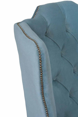 BabyBlue wing chair Armchair Design Upholstery Sofa Couch Chesterfield Textile new