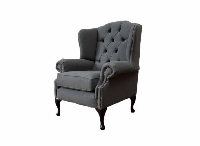 Gray Wing Chair Armchair Design Upholstery Sofa Couch Chesterfield Textile new