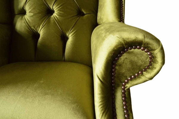 Wing Chair Chesterfield Sofa Couch Upholstery 1 Seater Armchair Textile new