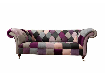 Chesterfield Design Upholstery Luxury Seat Sofa Couch Green Textile 3 Seater