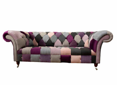 Chesterfield Design Upholstery Luxury Seat Sofa Couch Green Textile 3 Seater