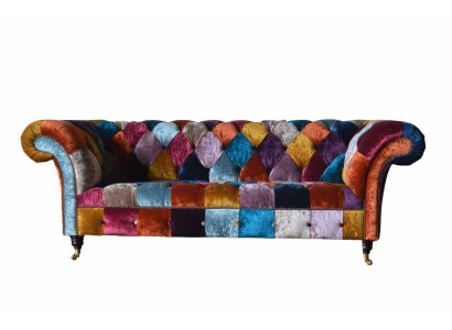Chesterfield Textile Sofa Couch Upholstery Sofas Luxury Fabric 3 Seater Design