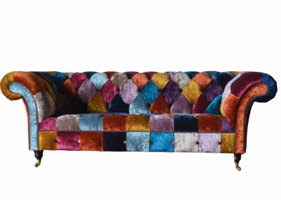 Chesterfield Textile Sofa Couch Upholstery Sofas Luxury Fabric 3 Seater Design
