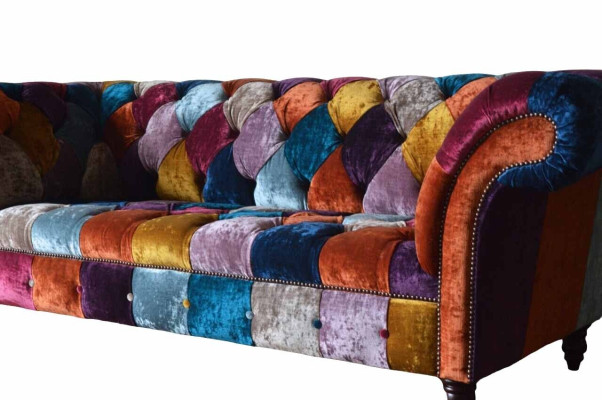 Chesterfield Textile Sofa Couch Upholstery Sofas Luxury Fabric 3 Seater Design