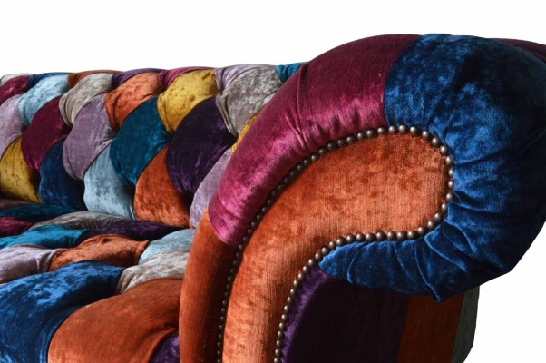 Chesterfield Textile Sofa Couch Upholstery Sofas Luxury Fabric 3 Seater Design