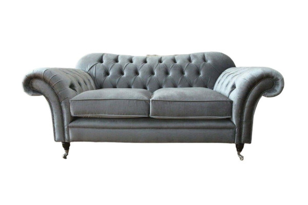 Chesterfield Sofa 2 Seater Upholstery Designer Couches Sofas Gray new