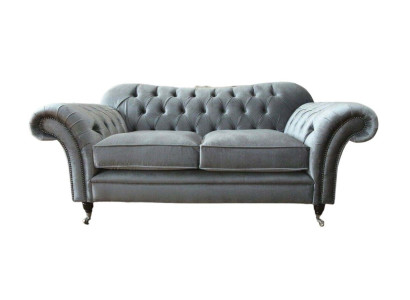 Chesterfield Sofa 2 Seater Upholstery Designer Couches Sofas Gray new