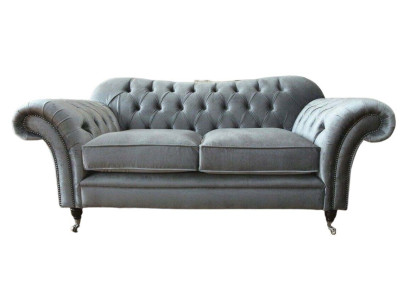 Chesterfield Sofa 2 Seater Upholstery Designer Couches Sofas Gray new