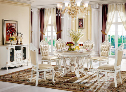 Dining room Set Ess Group Wood Table Complete Set 7-piece Dining table 6 Chairs