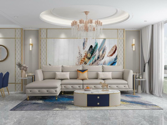 Luxurious Living room Corner suite Corner sofa Corner sofa Sofa Upholstery Corner Couch Leather