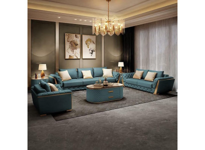 Leather Designer Sofa Couch Upholstery Suite 6pcs. Set Sets Coffee table
