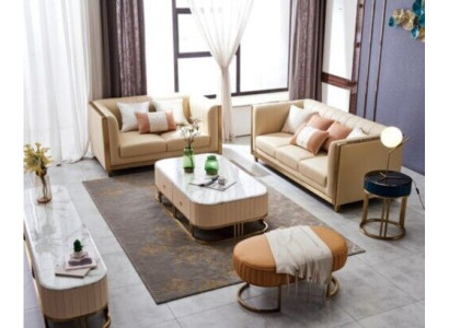 stainless steel Metal Furniture Design Living room Couch Seat Upholstery Suite 3+2+1