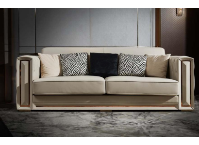Chesterfield Sofa Beige Leather Luxury Living room Design Couches Upholstery