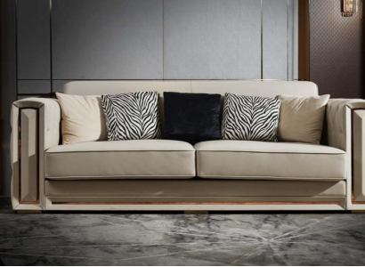Chesterfield Sofa Beige Leather Luxury Living room Design Couches Upholstery