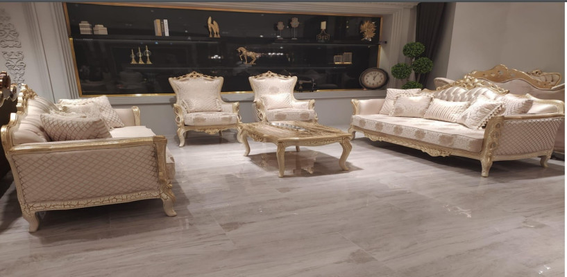 Luxurious 5-piece sofa set with 3+3+1 seats and coffee table