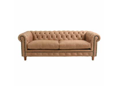 Design Leather Sofa Couch - Chesterfield Upholstery Three Seater 220cm