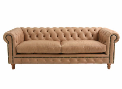 Design Leather Sofa Couch - Chesterfield Upholstery Three Seater 220cm