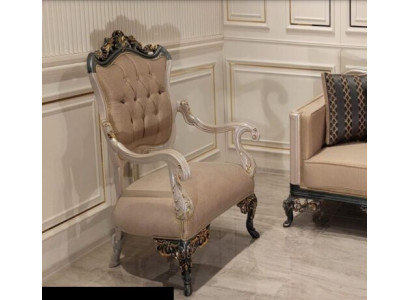 Armchair Wing Chair Design Upholstery Sofa Couch Textile Baroque Living room Fabric Seat