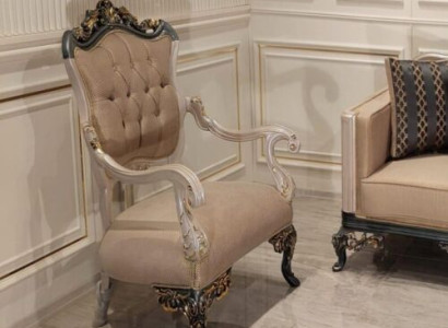 Armchair Wing Chair Design Upholstery Sofa Couch Textile Baroque Living room Fabric Seat