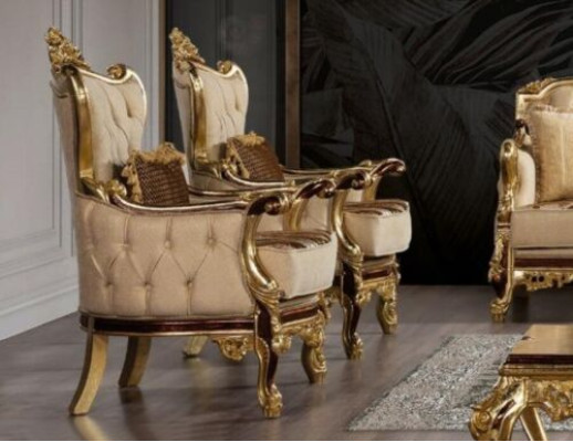 Armchair Design Upholstery Sofa Baroque Chesterfield Textile Living room new wing chair