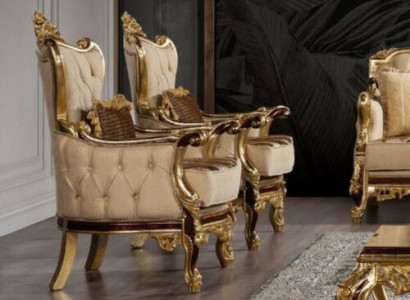 Armchair Design Upholstery Sofa Baroque Chesterfield Textile Living room new wing chair