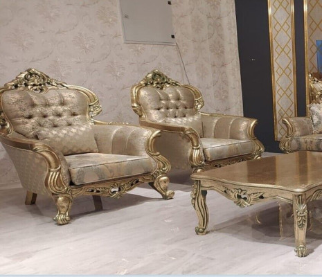 Armchair Wing Chair Design Upholstery Sofa Baroque Chesterfield Textile Living room New