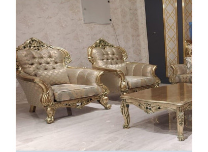 Armchair Wing Chair Design Upholstery Sofa Baroque Chesterfield Textile Living room New